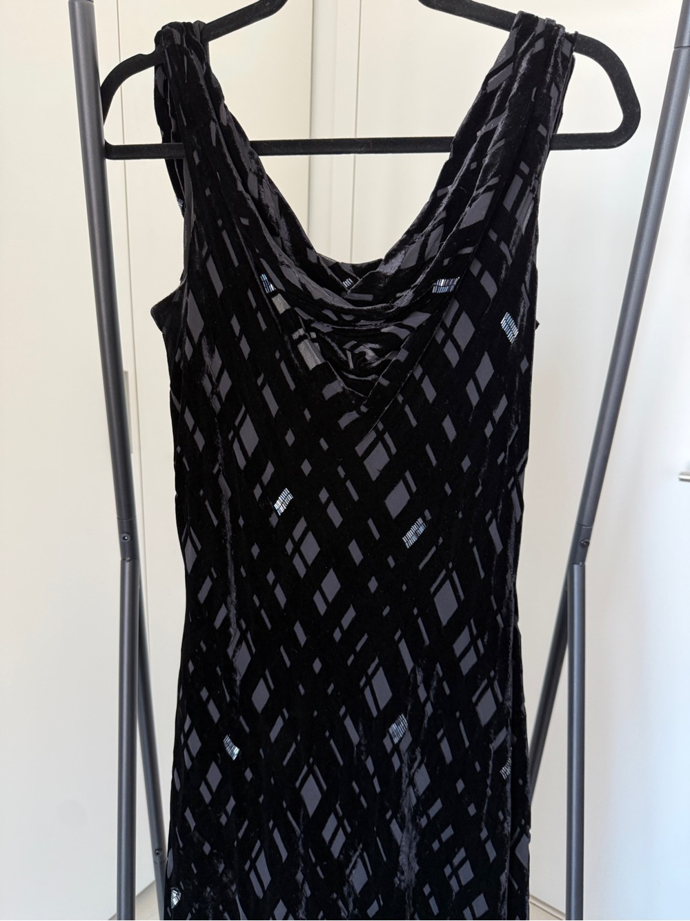 Vintage Valerie Stevens Black Velvet and silk, beaded, Dark Fairy dress